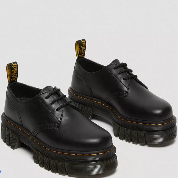Dr. Martens Shoes - Dr Martens Audrick Black 3-Eye Nappa Leather Platform Shoes